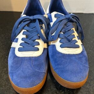 Adidas blue suede gazelle.